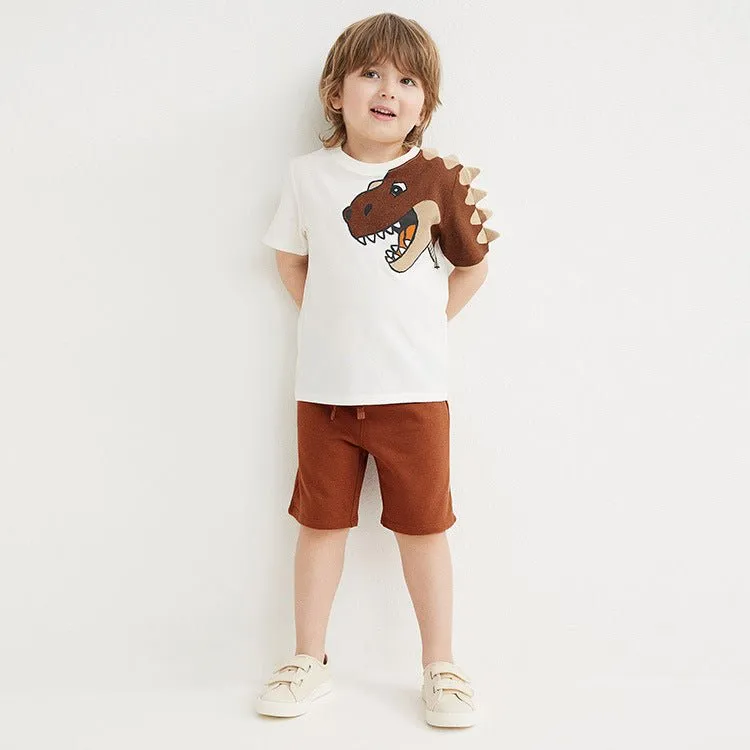Toddler Boy 3D Cartoon Dinosaur Design T-shirt with Shorts Set