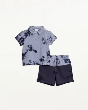 Toddler Boy Blue Burn Tie Dye Short Set