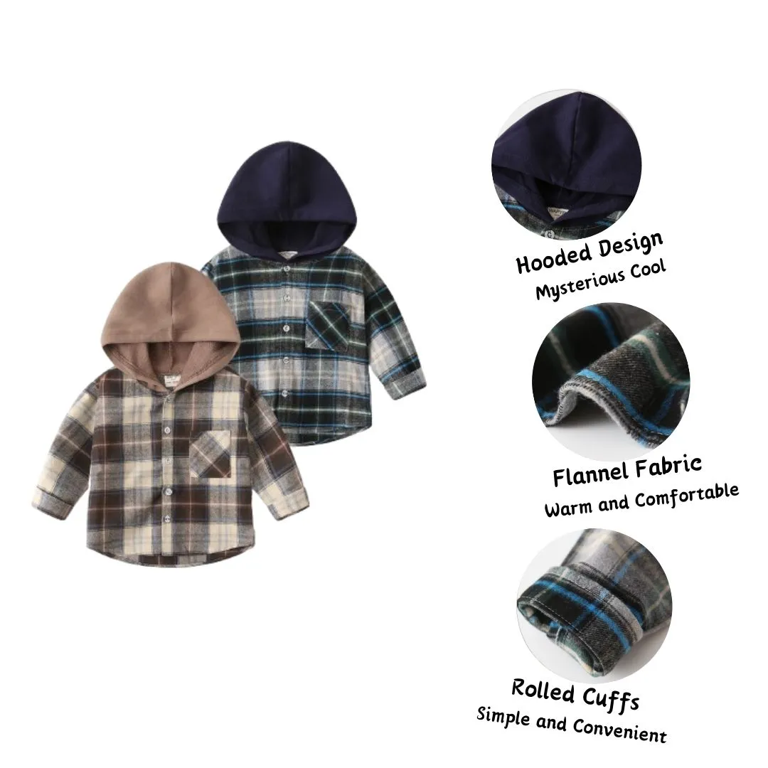 Toddler Boys Plaid Flannel Hoodie Jacket Coats