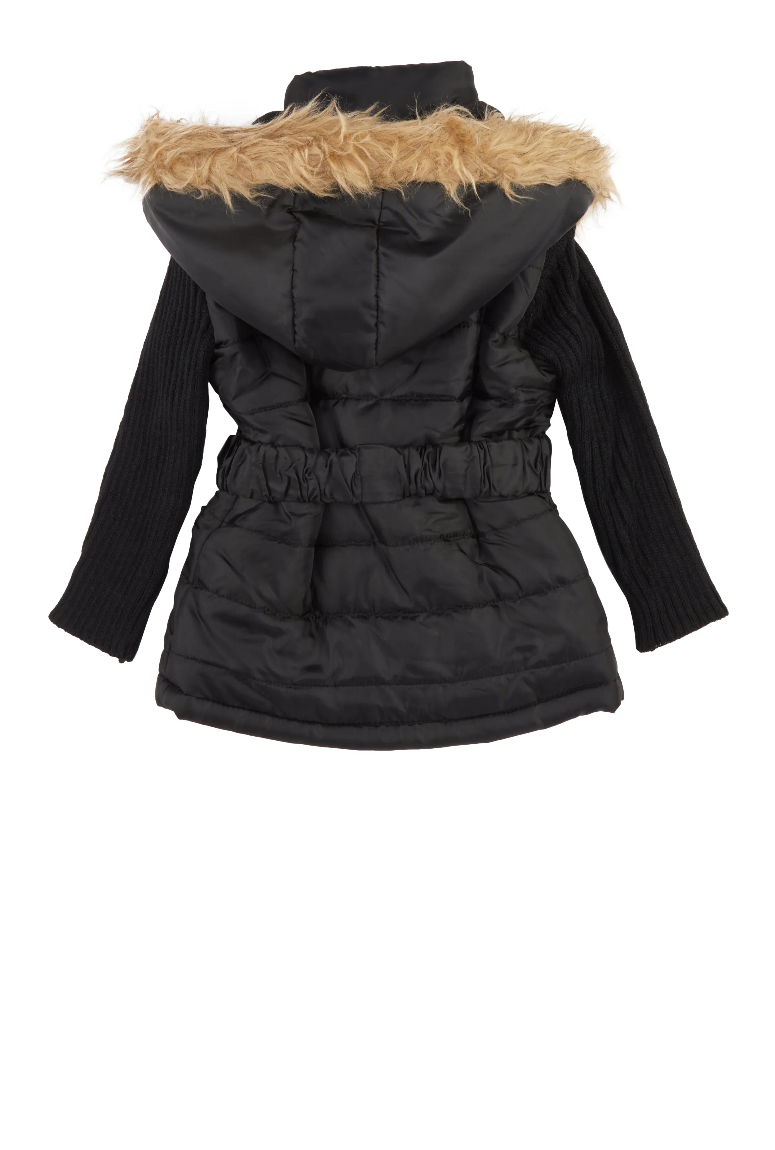 Toddler Girls Faux Fur Hooded Puffer Jacket