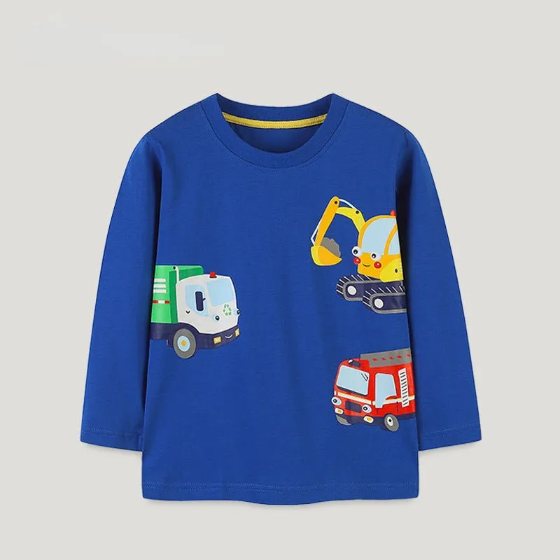 Toddler/Kid Boy Variety Trucks Blue Long Sleeve Shirt