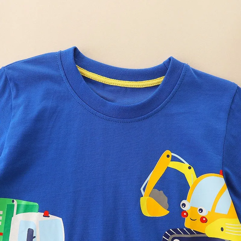 Toddler/Kid Boy Variety Trucks Blue Long Sleeve Shirt