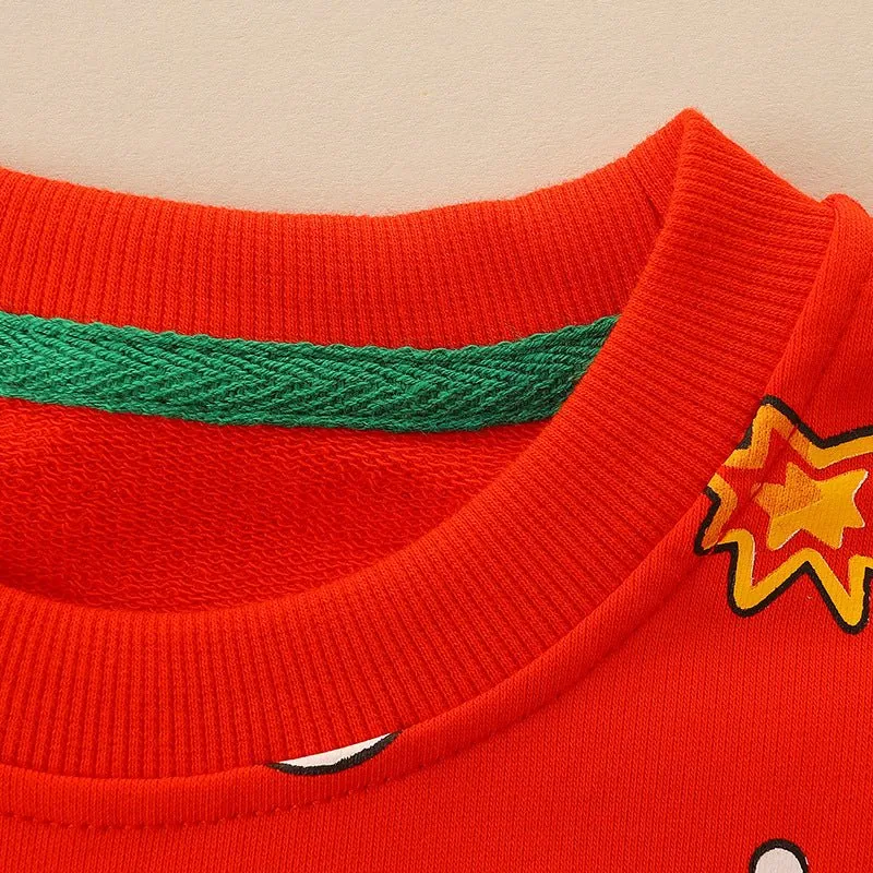 Toddler/Kid Festive Christmas Prints Red Sweatshirt