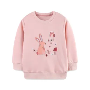 Toddler/Kid Girl Dream Big Bunny Embroidery Pink Sweatshirt