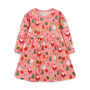 Toddler/Kid Girl Festive Christmas Decors, Santa, and Friends Dress