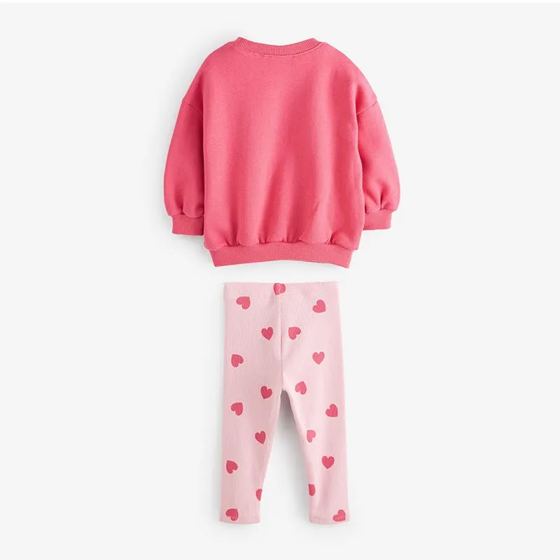 Toddler/Kid Girl "Do What You Love" Pink Sweatshirt and Leggings Set