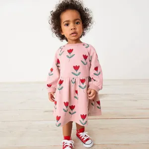 Toddler/Kid Girl Roses Print Pink Sweater Dress