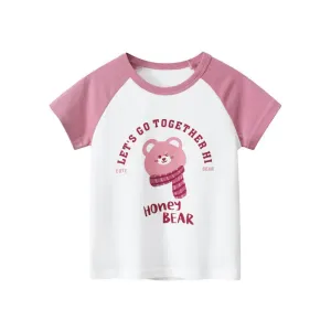 Toddler/Kid Girl's Bear Print Design Short Sleeve T-shirt