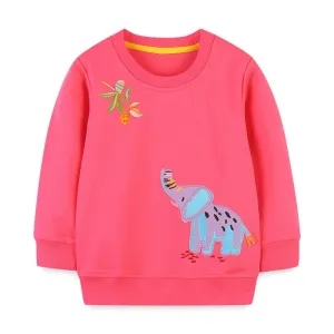 Toddler/Kid Girl's Cute Elephant Embroidery Sweatshirt