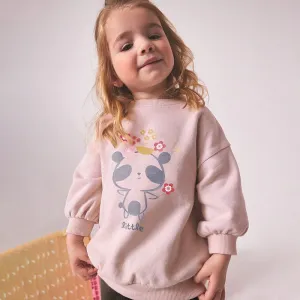 Toddler/Kid Girl's Little Panda Print Design Pink Sweatshirt with Leggings Set