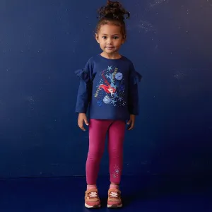 Toddler/Kid Girl's Long Sleeve Mermaid Princess Print Design Tee with Leggings Set