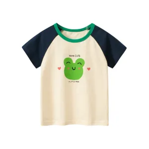 Toddler/Kid Girl's "100% Cute A Little Frog" Print Design T-shirt
