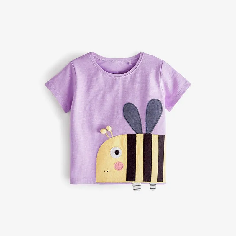 Toddler/Kid Girl's Short Sleeve  Animals Design Tee (2 Designs)