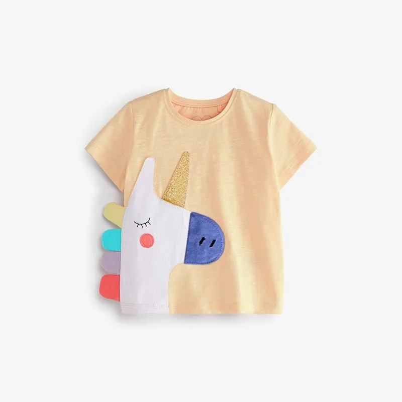Toddler/Kid Girl's Short Sleeve  Animals Design Tee (2 Designs)