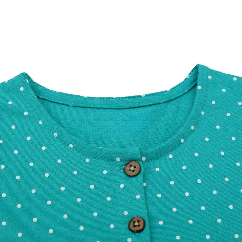 Toddler/Kid Girls Short Sleeve Cartoon Sheep Design Green Dress