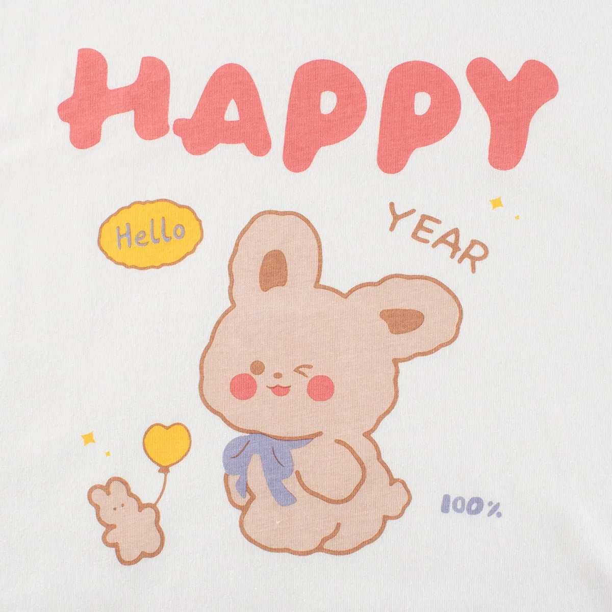 Toddler/Kid Girl's Short Sleeve Happy Bunny Print Design T-Shirt