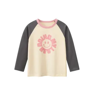 Toddler/Kid Girl's Smiling Face Print Long Sleeve T-shirt