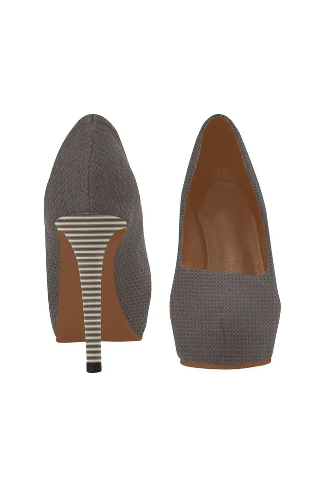 Toffee Mesh & Stripes Women's High Heels