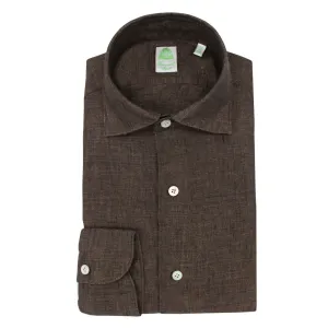 Tokyo brown linen slim fit shirt