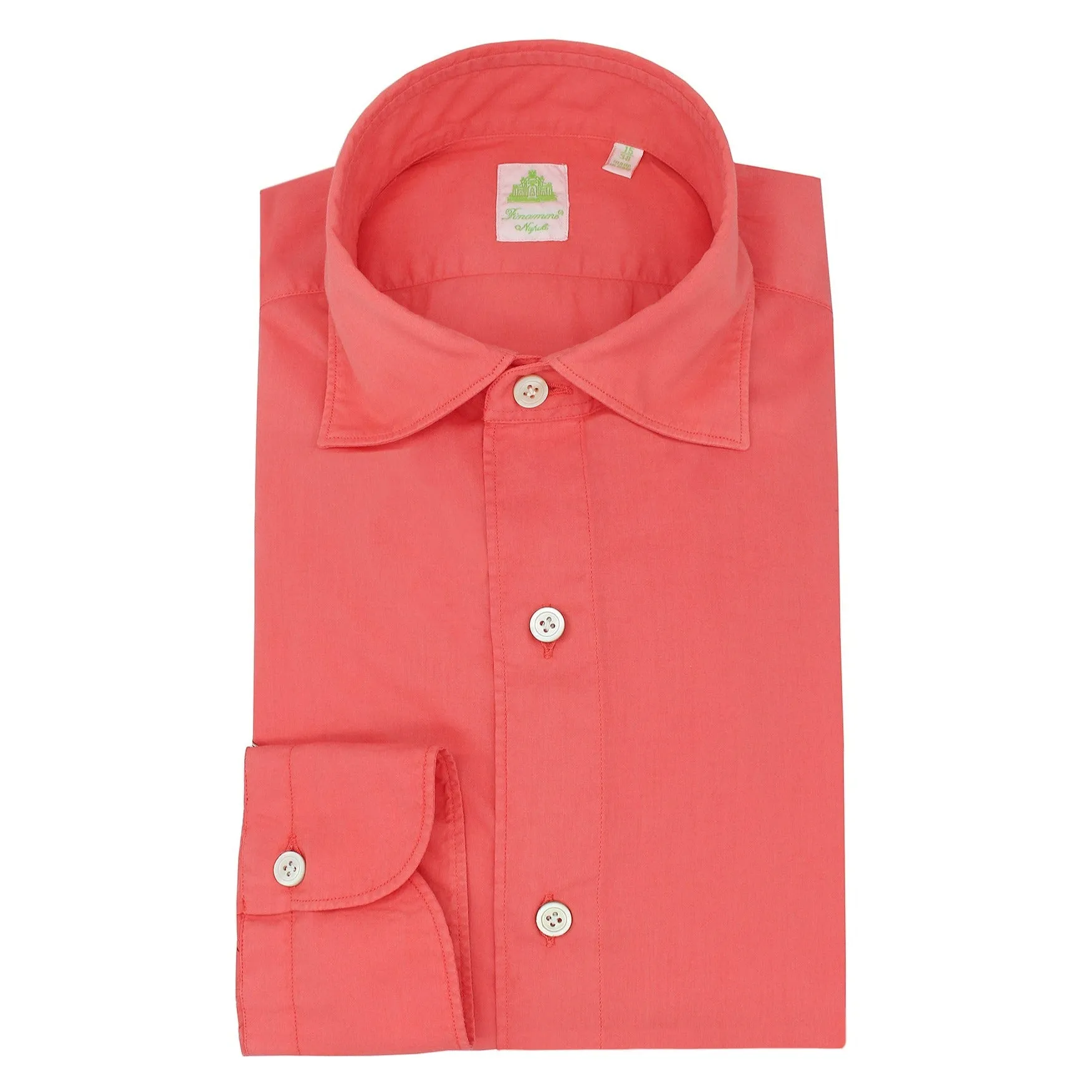 Tokyo slim fit cotton garment dyed pink and coral pink shirt