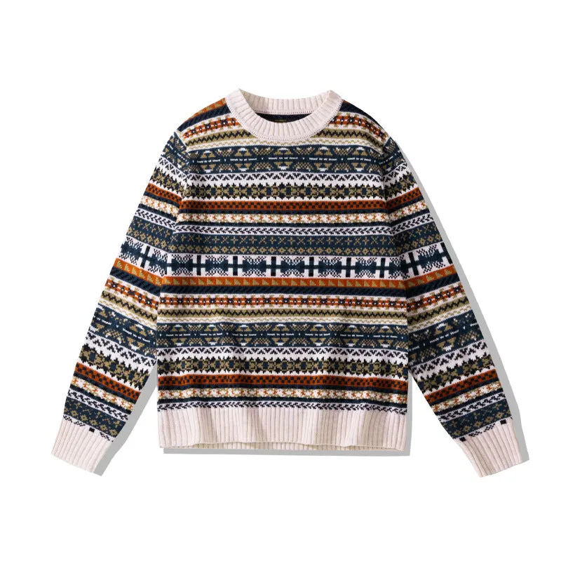 Toleet trending fall outfits 2024 Christmas Thanksgiving outfits Vintage round Neck Pullover Sweater Pattern Sweater Wool Blended Sweater