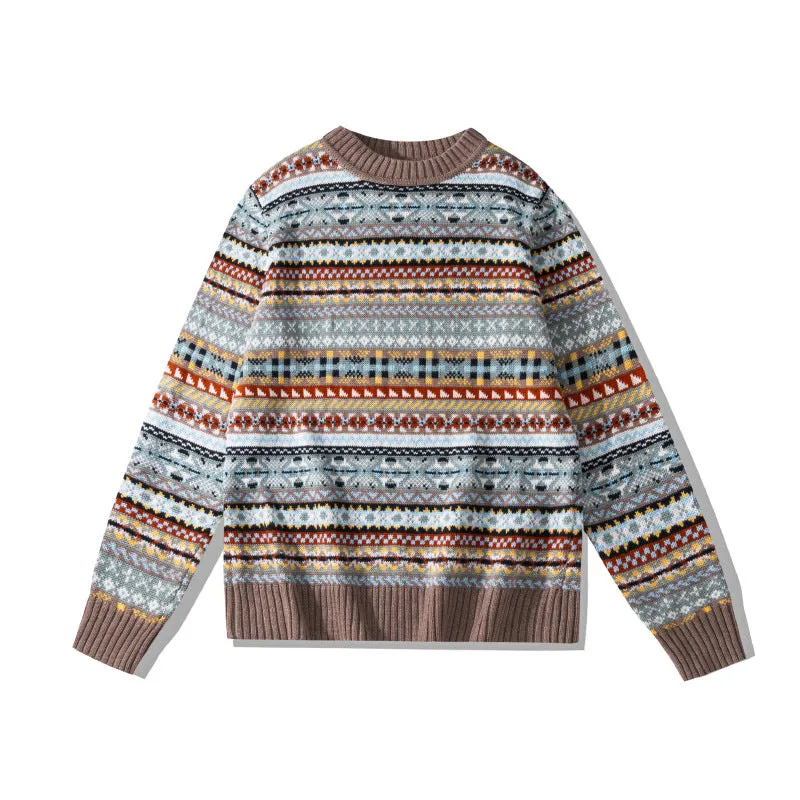 Toleet trending fall outfits 2024 Christmas Thanksgiving outfits Vintage round Neck Pullover Sweater Pattern Sweater Wool Blended Sweater