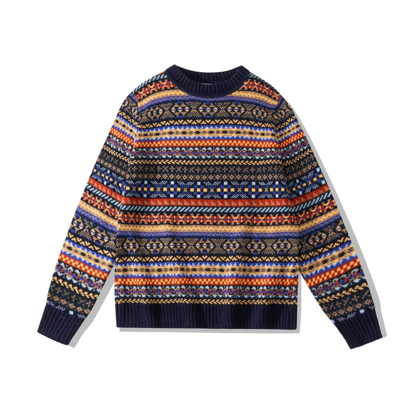 Toleet trending fall outfits 2024 Christmas Thanksgiving outfits Vintage round Neck Pullover Sweater Pattern Sweater Wool Blended Sweater