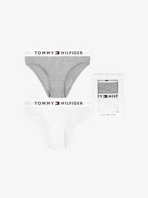 Tommy Hilfiger Girls 2 Pack Bikini Knickers Set in Grey