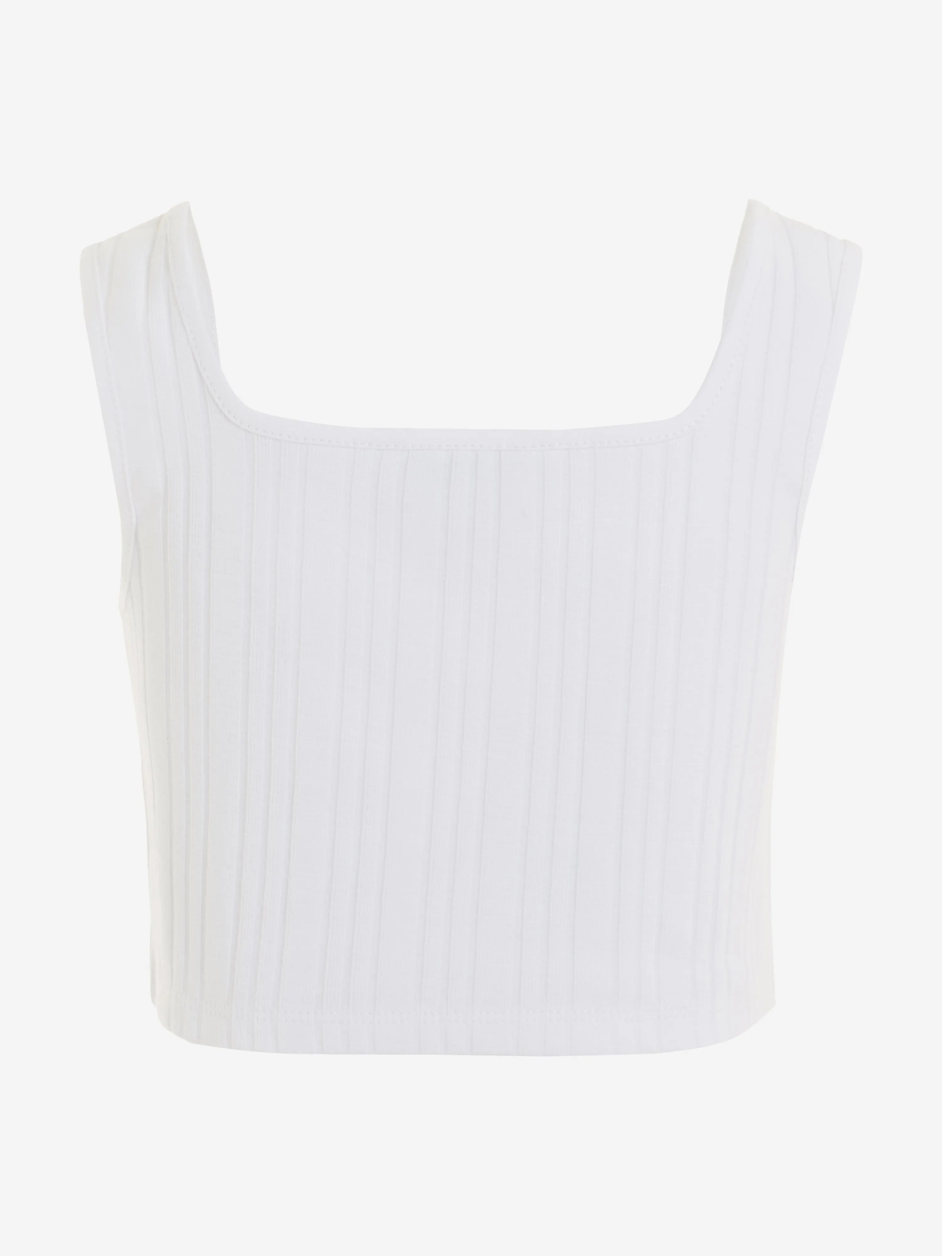 Tommy Hilfiger Girls Monotype Rib Knit Top in White