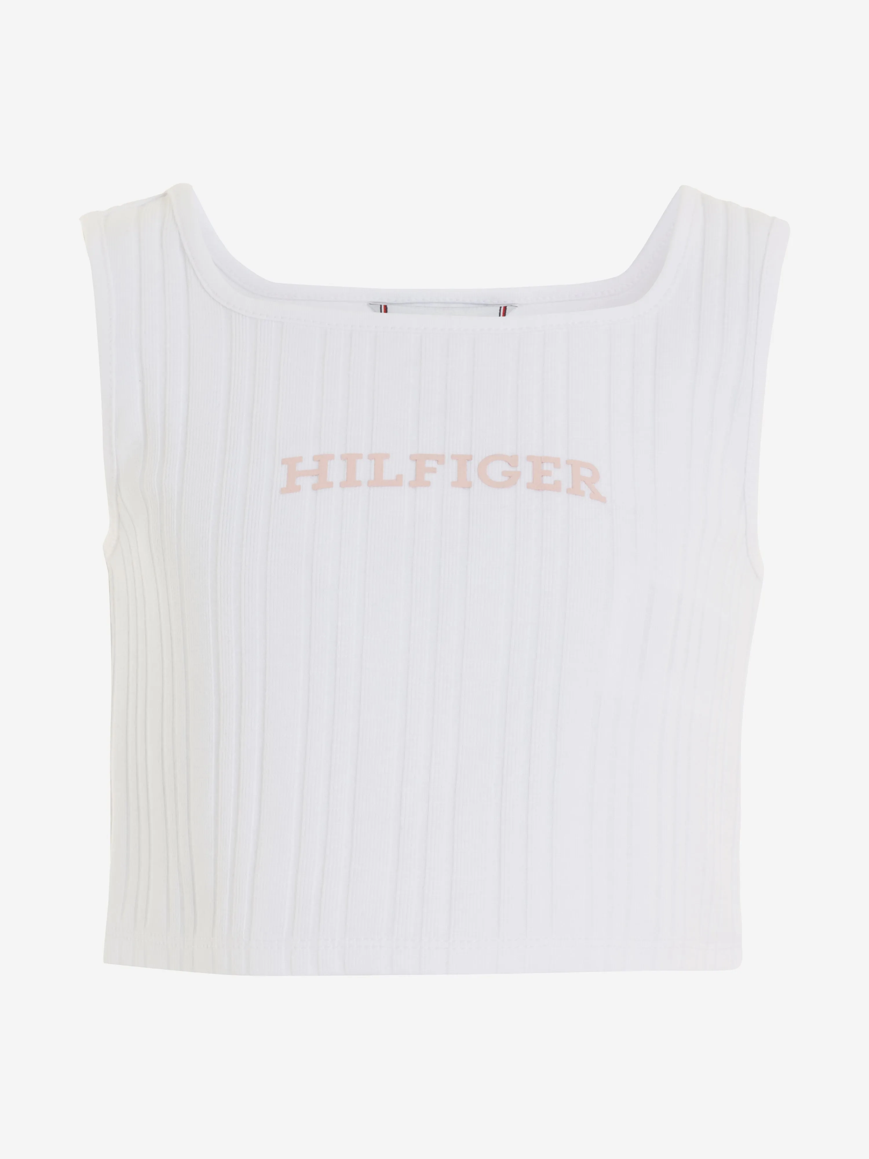 Tommy Hilfiger Girls Monotype Rib Knit Top in White