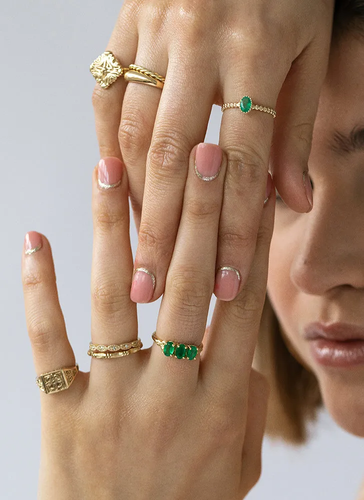 Torsion stacking ring thin and thick 14k gold