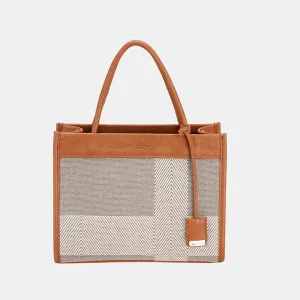 Tote Bag David Jones Striped Contrast Medium Zipper Handbags