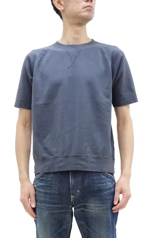 TOYS McCOY Plain Short Sleeve Sweatshirt Men's Solid Color Garment-dyed French Terry Fabric Tee Shirt TMC2429 120 Faded-Blue