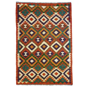 Traditional Afghan Flat-Weave Kilim Rug - 100% Wool (#003)