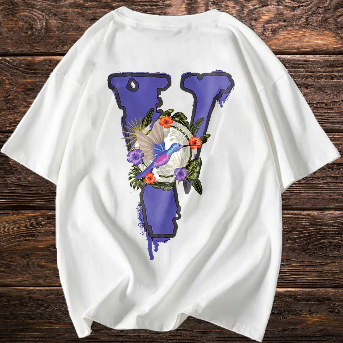 Trendy casual retro print short-sleeved T-shirt