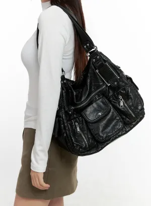Trendy Faux Leather Shoulder Bag CN412