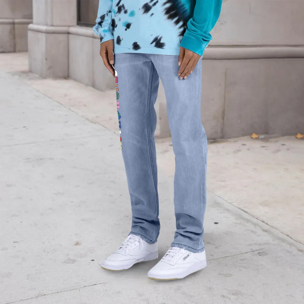 Trendy hip-hop street style straight trousers jeans