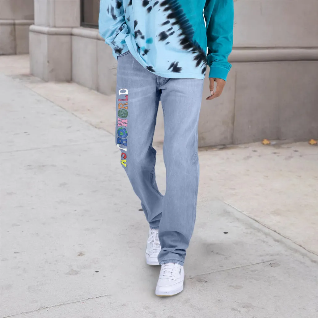 Trendy hip-hop street style straight trousers jeans