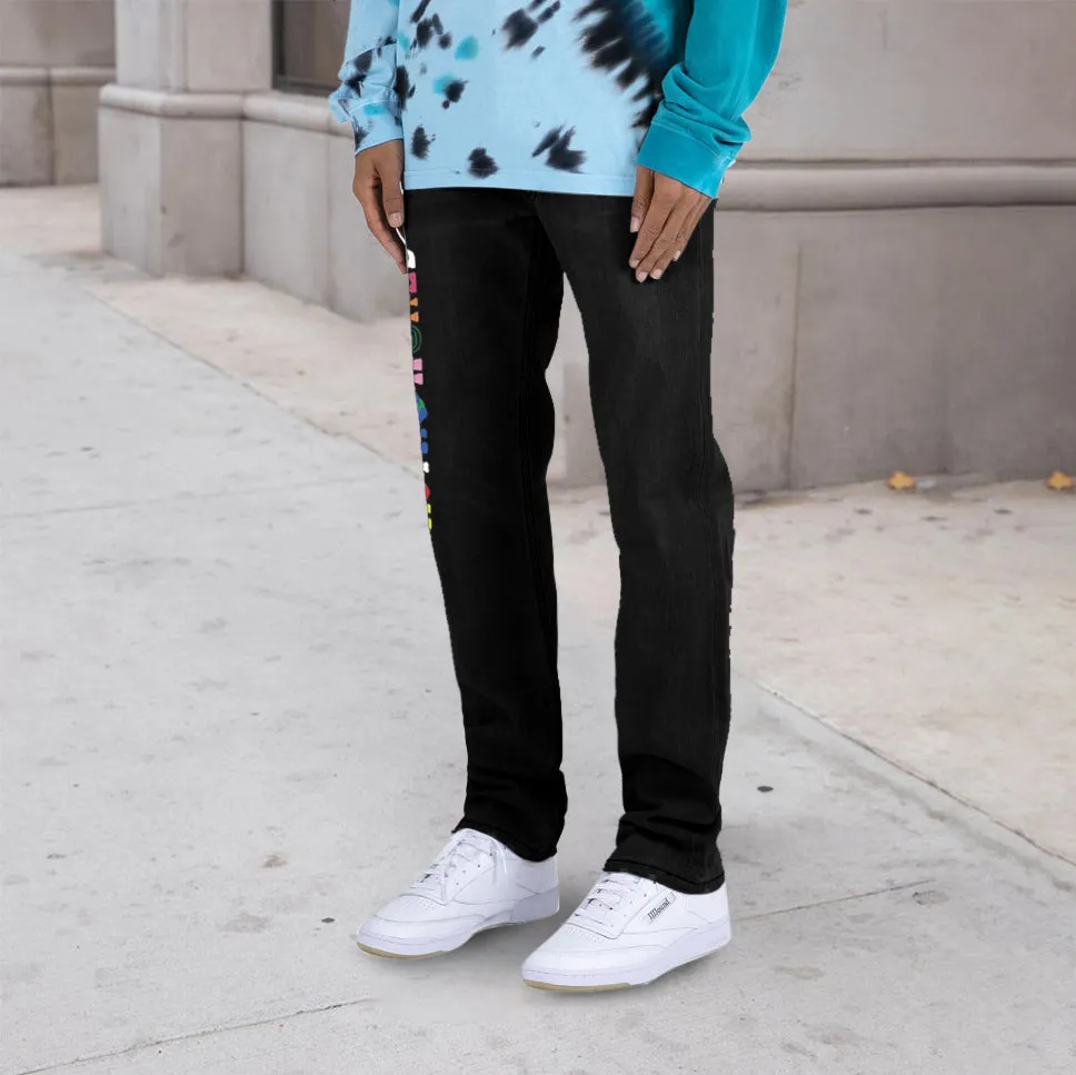 Trendy hip-hop street style straight trousers jeans