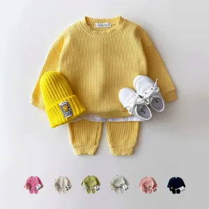Trendy Mock Undershirt Cotton-Waffle Sweatshirt   Pants (6M-3T)