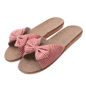 Trendy Summer Striped Bow-Knot Flip Flops Slippers