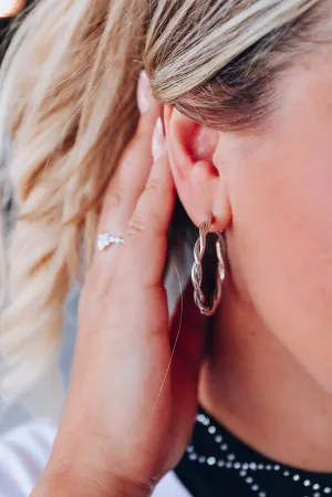 Trendy Twisted Hoops - Silver
