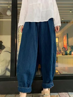 Trendy Wide-leg Jean Harem Pants
