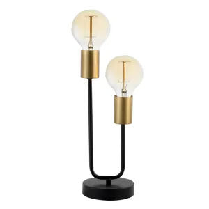 Trophy Metal Table Lamp 2 Light Black | Gold | Chrome