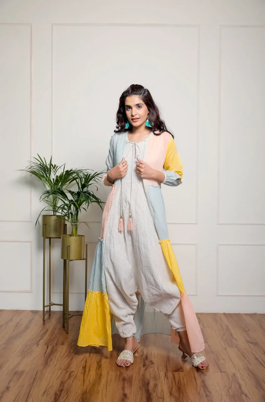 Tropical Sunshine Jacket With Dhoti Jumpsuit
