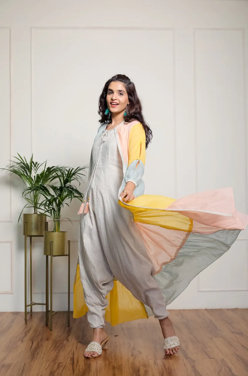 Tropical Sunshine Jacket With Dhoti Jumpsuit