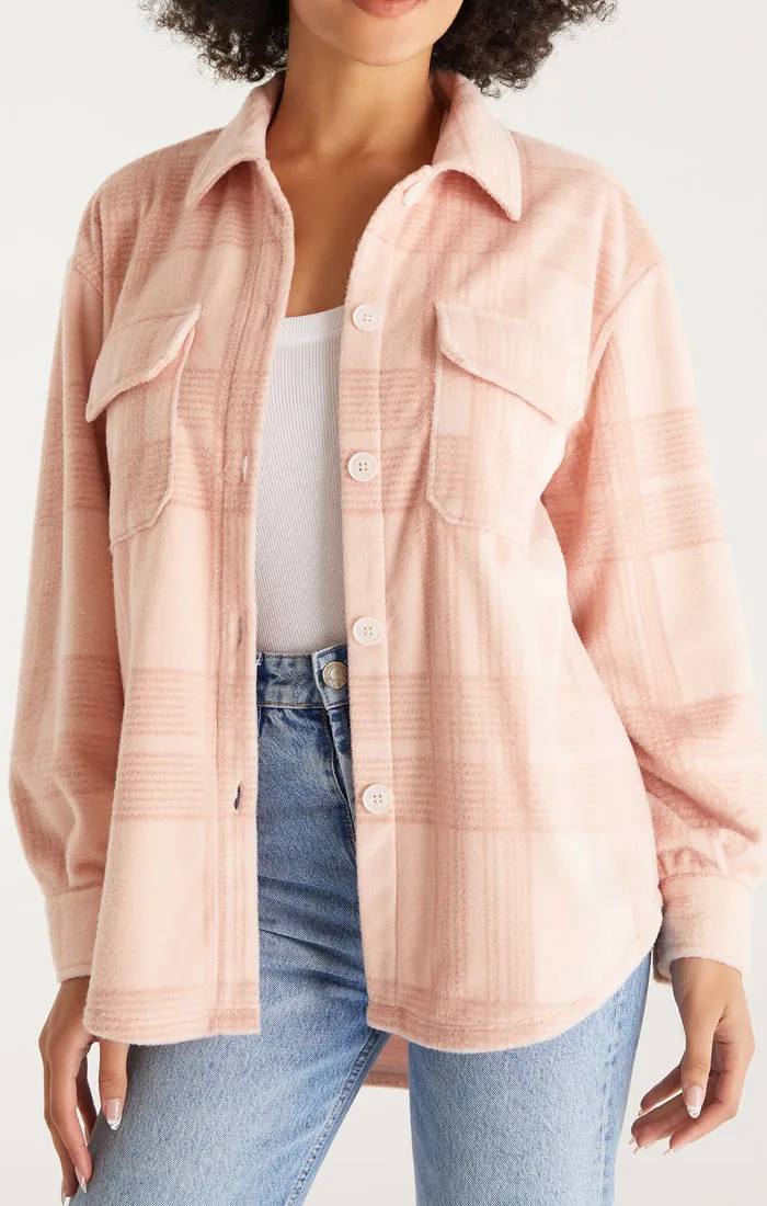 Tucker Fleece Plaid Jacket Shell Pink | Z Supply