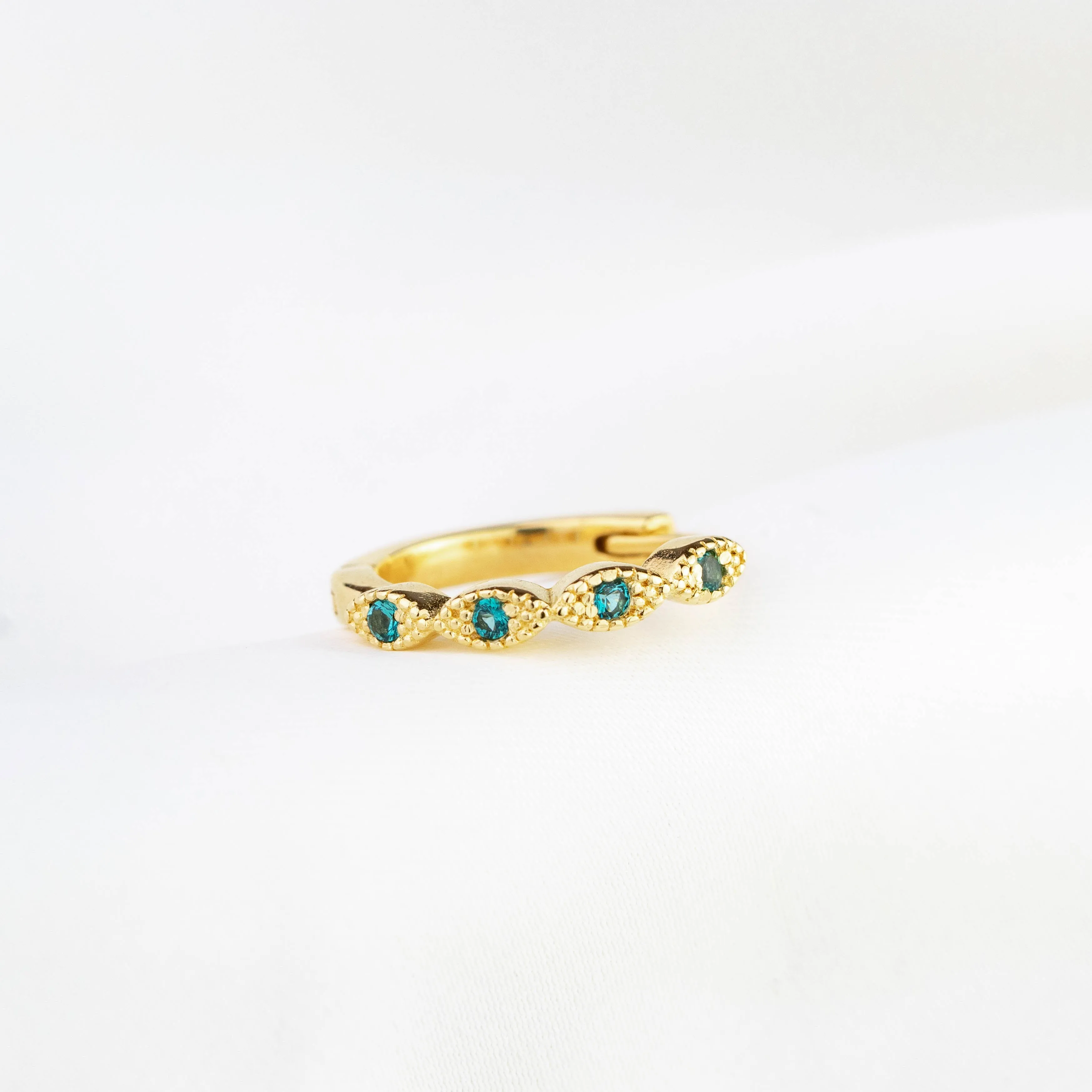 Turquoise Blue Delicate Cubic Hoop