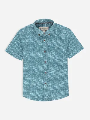 Turquoise Printed Half Sleeve Casual Shirt