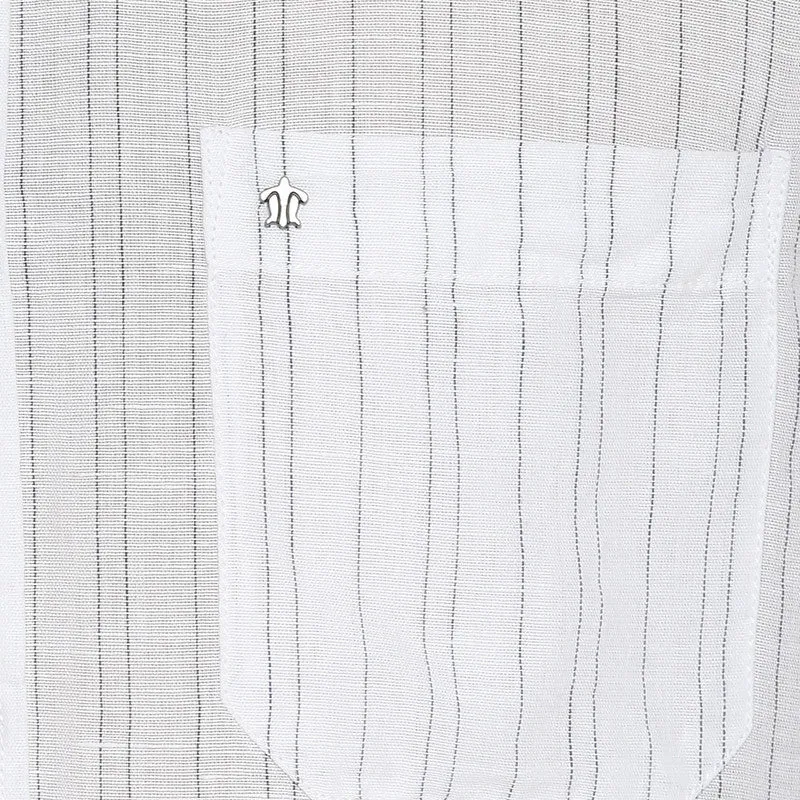 Turtle Men Cotton Linen White Striped Slim Fit Shirts